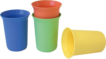 Trinkbecher mit 0,25l in blau, mit gewölbtem Rand, Serie Pastell