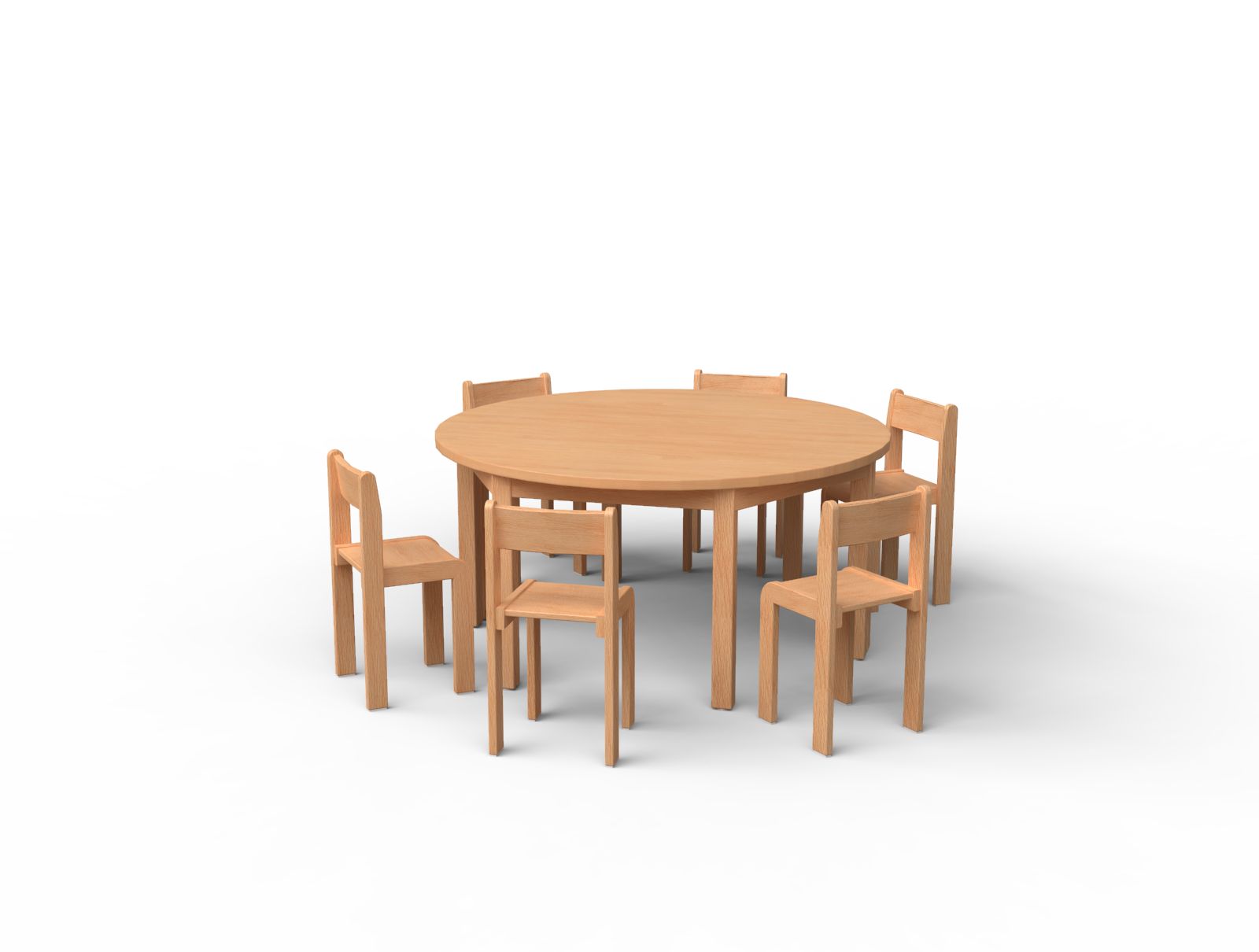 Stuhl-Tisch-Kombination Kindergarten 8er Set, Sitzhöhe 35 cm, Halbrundtisch 120x60x59 cm